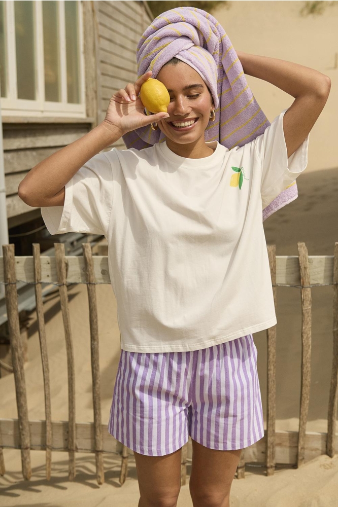 T SHIRT LES CITRONS S HSS2513 LILAC/YELLOW
